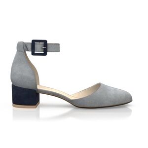 Girotti Grey Suede Ankle-Strap Block Heel Pump